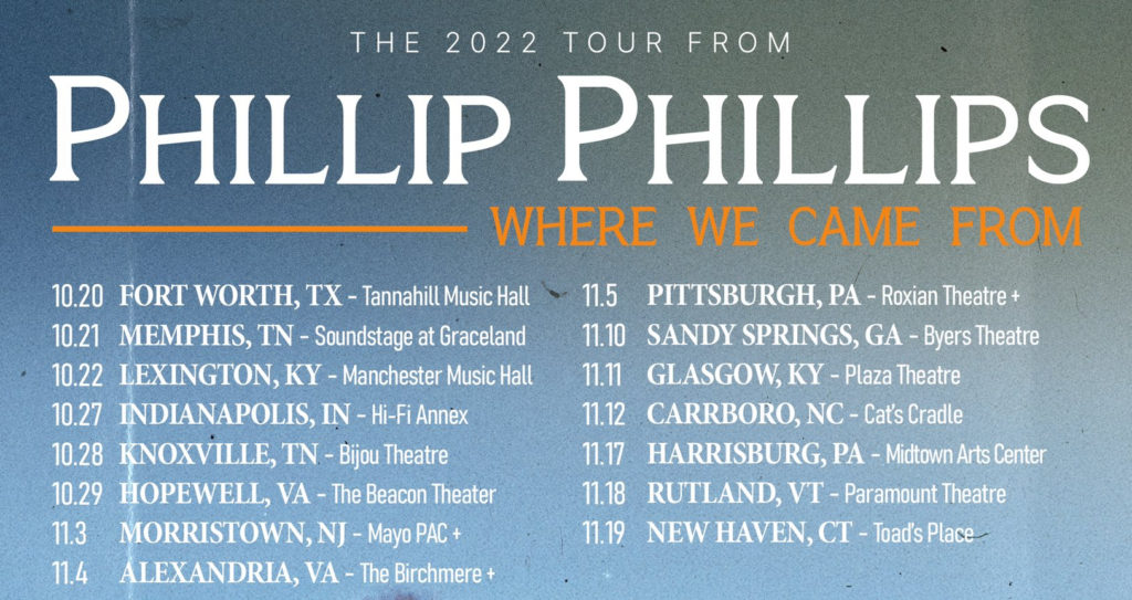 Get Your Tickets Phillip Phillips Announces Fall Tour! Phillip